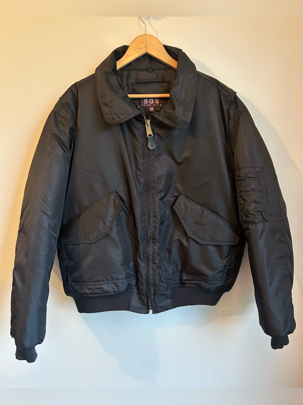 SGS Urban Wear Men's Black Quilted Lined CWU Bomber Flight Jacket M